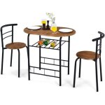 Relax4life ensemble de table  manger et 2 chaises porte - bouteille table de cuisine 2 personnes pour ...
