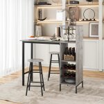 Relax4life ensemble table  manger avec 2 tabourets porte - bouteille&porte - verre table bistrot et ...