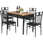 Relax4life ensemble table � manger et 4 chaises table rectangulaire avec 4 chaises rembourr�es pour cuisine ...