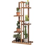 Relax4life Étagère à fleurs à 5 niveaux en pin radié support de pots avec grande capacité porte - plantes ... Relax4life Étagère à fleurs à 5 niveaux en pin radié support de pots avec grande capacité porte - plantes ...