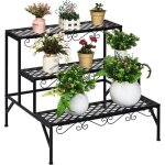 Relax4life Étagère à fleurs - porte - plante à 3 niveaux en fer forgé décoratif pour maison - jardin ... Relax4life Étagère à fleurs - porte - plante à 3 niveaux en fer forgé décoratif pour maison - jardin ...