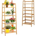 Relax4life tagre plante exterieur en bamboo  4 tagres support plante interieur chaque tagre charge ...