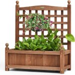 Relax4life jardinière extérieur en sapin lit surélevé de jardin avec treillis pour plantes grimpantes ... Relax4life jardinière extérieur en sapin lit surélevé de jardin avec treillis pour plantes grimpantes ...