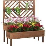 Relax4life jardini�re sur�lev�e en sapin � 2 niveaux 109 x 62 x 135 cm bac � fleurs avec treillis pour ...