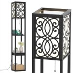 Relax4life lampadaire salon sur pied avec 1 tiroir & 2 ports de usb lampadaire 160cm  3 tagres pour ...