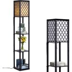 Relax4life lampadaire sur pied 16m avec 3 etagres de rangement et abat - jour en tissu style moderne ...