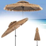Parasol de plage hawa - relax4life - 8 baleines - parasol de paille inclinable - mt en mtal - 12 couches ...