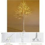 Relax4life sapin de no�l blanc 120cm lumineux bouleau artificiel avec 48 led chaud arbre de no�l d�coratif ...