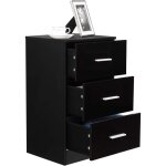 Relax4life table de chevet avec 3 tiroirs commode de bureau armoire pour bureau / Étude / chambre noir ... Relax4life table de chevet avec 3 tiroirs commode de bureau armoire pour bureau / Étude / chambre noir ...