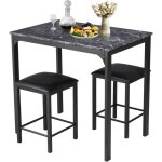 Relax4life table compacte avec 2 tabourets mange - debout industriel plateau en faux marbre pour cuisine ... Relax4life table compacte avec 2 tabourets mange - debout industriel plateau en faux marbre pour cuisine ...