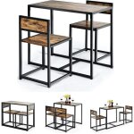 Relax4life table en cuisine avec 2 chaises en m�tal style industriel table compact pour salle � manger ...