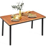 Relax4life table de jardin certifi fsc en bois d?acacia avec trou de parasol table de salle  manger ...