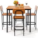 Relax4life table  manger avec 4 chaises de bar ensemble de table de cuisine et 4 chaises hautes avec ...