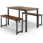 Relax4life table à manger 4 places avec 2 bancs cadre en métal ensemble table et 2 bancs de cuisine compacte ... Relax4life table à manger 4 places avec 2 bancs cadre en métal ensemble table et 2 bancs de cuisine compacte ...