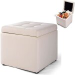 Relax4life tabouret pouf de rangement 40x40x40cm en cube repose - pieds en bois&pu cuir pieds antid�tapants& ...