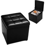 Relax4life tabouret pouf de rangement 40x40x40cm en cube repose - pieds en bois&pu cuir pieds antidtapants& ...