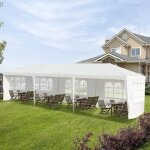 Relax4life tonnelle de jardin 3x9m pour mariage / fte - avec fentres & 5 bches - pavillon en pe impermable ...