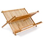 Relaxdays 10014073 �gouttoir � vaisselle en bois cross hxlxp: 245 x 42 x 33 cm 2 niveaux pliant bambou ...