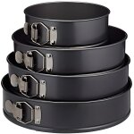 Moule  manqu  charnire - relaxdays - set de 4 - inox - antiadhsif - 18 - 24 - 26 - 28 cm