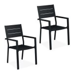 Relaxdays lot de 2 chaises de jardin hxlxp: 90 x 535 x 59 cm accoudoirs mtal mobilier d?extrieur moderne ...