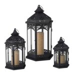 Relaxdays 3 lanternes de dcoration extrieur et intrieur 3 tailles vintage dans le vent retro pour ...