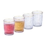 Relaxdays lot de 4 verres avec motifs 300 ml vintage bord dor� jus fruits transparents