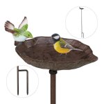 Relaxdays bain d?oiseaux fonte de fer � planter avec piquet d�coration hauteur : 1 m pour le jardin marron ...