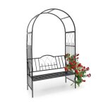 Relaxdays arche à rosiers avec banc décoration de jardin h x l x p: 203 x 1145 x 59 cm arceau de plantes ... Relaxdays arche à rosiers avec banc décoration de jardin h x l x p: 203 x 1145 x 59 cm arceau de plantes ...