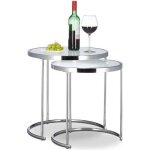 Relaxdays argenté dappoint ronde console table basse plateau verre blanc cadre chrome lot de 2 design ... Relaxdays argenté dappoint ronde console table basse plateau verre blanc cadre chrome lot de 2 design ...