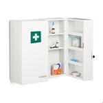 Relaxdays armoire � pharmacie xxl verrouillable 11 �tag�res acier hxlxp : 53 x 53 x 215 cm douple porte ...