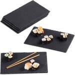 Relaxdays assiettes en ardoise lot de 6 planches en ardoise 30x20 cm plateau de fromage ardoise