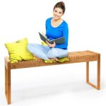 Relaxdays banc en bambou hxlxp : 47 x 120 x 33 cm banquette jardin terrasse balcon 3 - 4 places entr�e ...