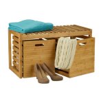 Relaxdays banc  chaussures 2 botes de rangement banquette meuble entre couloir bambou hlp 445x80x40 ...