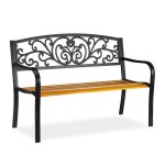 Relaxdays banc de jardin 2 si�ges balcon terrasse bois m�tal rustique h x l x p : 865 x 127 x 59 cm brun ...