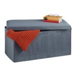 Relaxdays banquette de rangement revêtement velours 80 l salon coffre à assise matelassée 38x77x39 cm ... Relaxdays banquette de rangement revêtement velours 80 l salon coffre à assise matelassée 38x77x39 cm ...