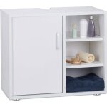 Relaxdays blanc dessous de lavabo 1 porte placard salle de bain 3 tagres meuble sous vasque wc sdb ...