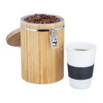 Relaxdays bote  caf bambou coffret th caf fermeture hermtique couvercle hxlxp: 20 x 135 x 135 cm ...