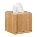 Relaxdays bote  mouchoirs carre bote lingette maquillage tissu bois bambou hxlxp: 14 x 14 x 14 cm ...