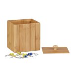 Relaxdays bo�te de rangement bambou couvercle bo�te en bois rangement cuisine bijoux hxlxp: 115 x 10 ...