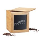 Relaxdays bote de rangement bambou couvercle avec tableau ardoise pour crire cuisine jouets hxlxp: ...