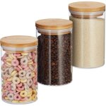 Relaxdays botes de stockage en verre jeu de 3 ptes riz crales grains de caf volume 800 mlhxd 16x95 ...