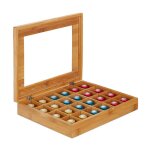 Relaxdays bote  th en bambou 24 compartiments rabattable rangement capsules petite vitre caf naturel ...