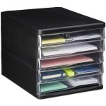 Relaxdays bote avec tiroirs pour classement 5 compartiments matriel de bureau a4 lettres hlp 245x26x34cm ...