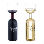 Relaxdays bouteille avec verre int�gr� 750 ml superbe id�e cadeau original pour les amateurs de vin transparen ...