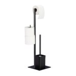 Relaxdays brosse wc et drouleur papier avec porte - rouleaux de rechange vertical salle de bain hlp ...