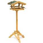 Relaxdays nichoir � oiseaux pied support de jardin mangeoire en bois d�co h x l x p: 100 x 37 x 43 cm ...