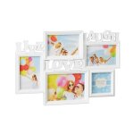 Relaxdays cadre photos ple - mle 5 photos galerie mur cadre mural live love laugh 3d 31 x 455 cm blanc ...