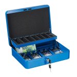 Relaxdays caisse  monnaie verrouillable monnayeur & 4 compartiments  billets fer hlp 85 x 305 x 245 ...