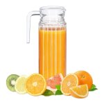 Relaxdays carafe avec couvercle cruche 1 litre pichet en verre jus th� glac� avec anse filtre transparent ...
