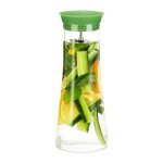 Relaxdays carafe cylindre cruche 1 litre verre inox pichet en verre jus th glac eau bec verseur transparent ...